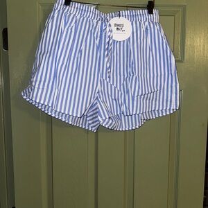 Charmen Blue and White Striped Shorts